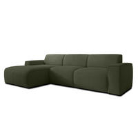 ECKSOFA L Form Didim mini Grün 310/165/78 cm – stilvolle kleine Eckcouch L - Schwarz/Grün, Kunststoff/Textil (165/310cm) - AX Living