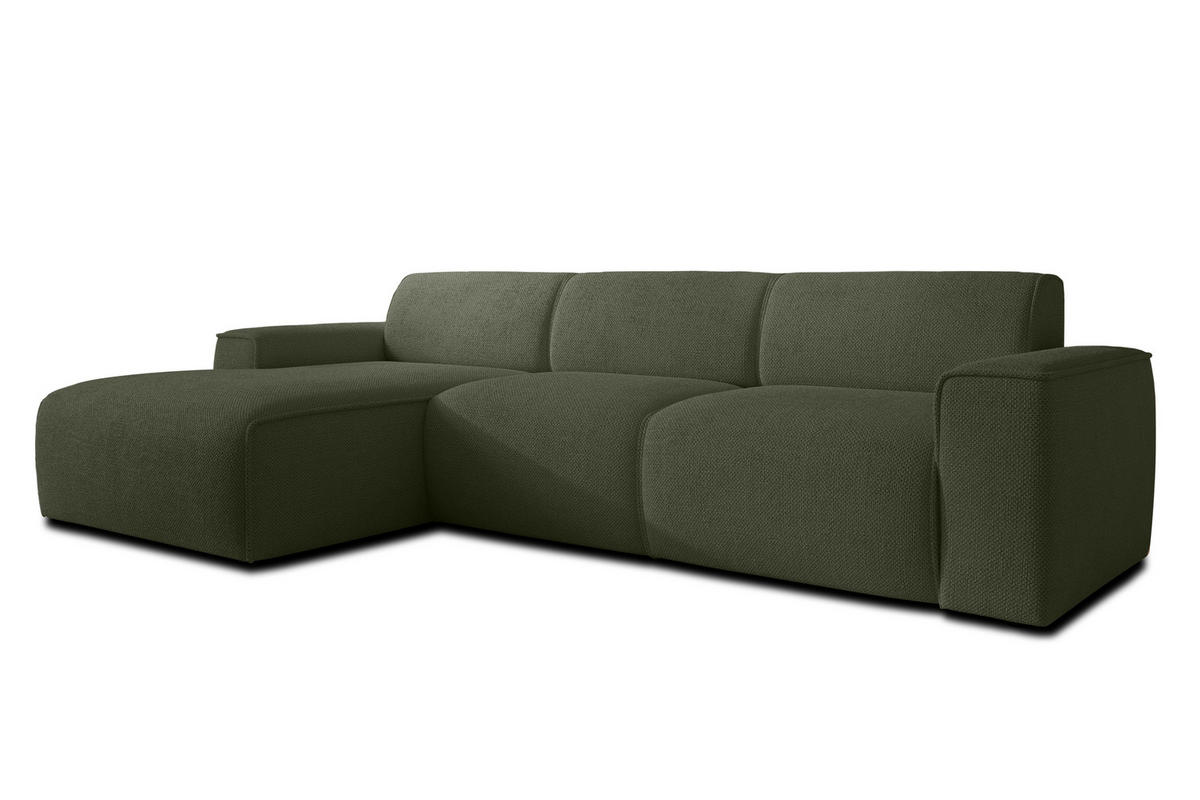 ECKSOFA L Form Didim mini Grün 310/165/78 cm – stilvolle kleine Eckcouch L - Schwarz/Grün, Kunststoff/Textil (165/310cm) - AX Living