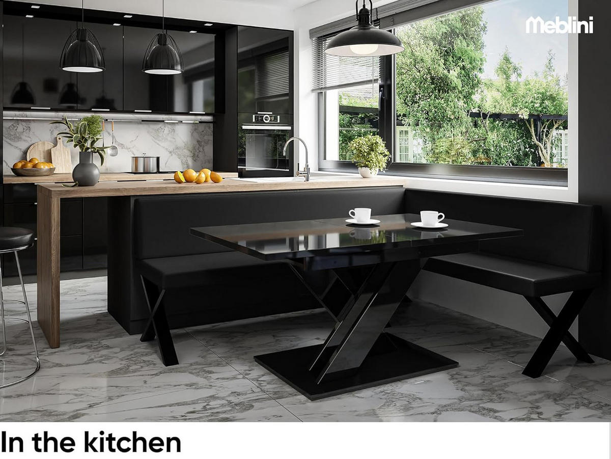 ECKBANK TONI_X - Schwarz, Leder (142/196cm) - Meblini