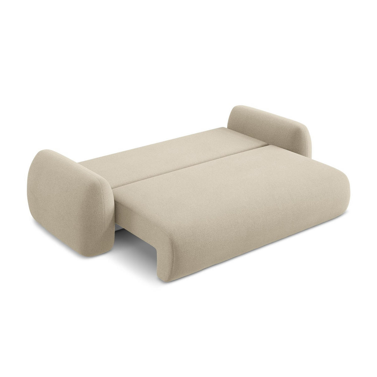 3-SITZER SOFA mit Schlaffunktion Bouclé Stoff Beige - Beige/Schwarz, Holzwerkstoff/Kunststoff (266/95/121cm) - LaMiaSofa