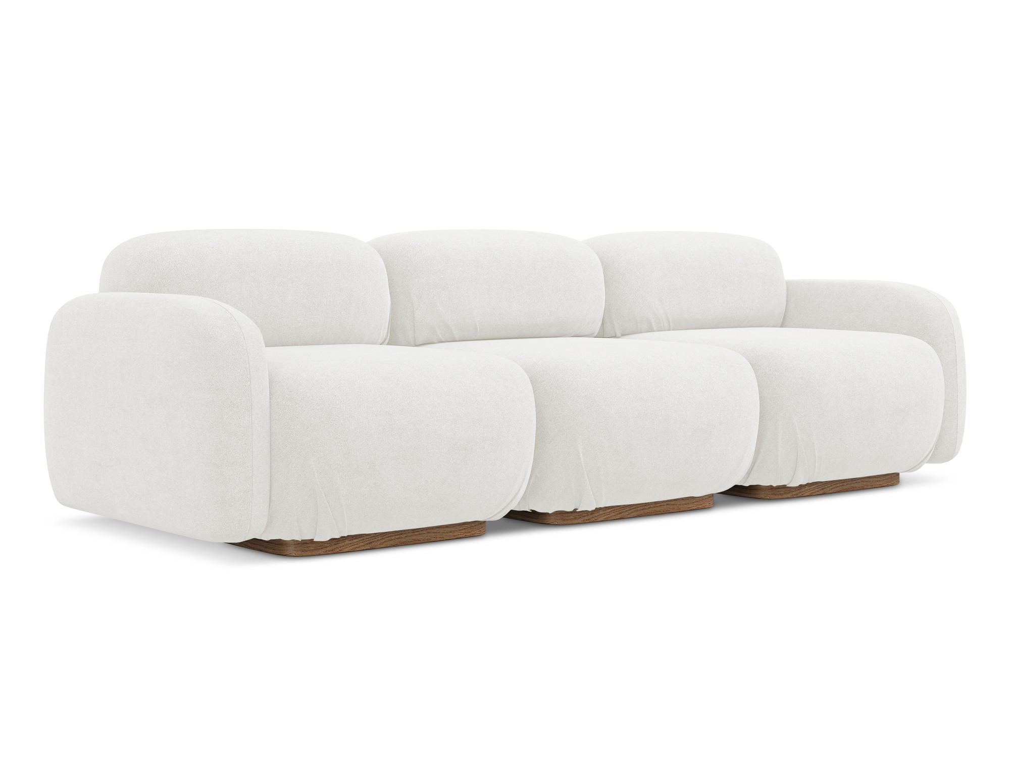 4-SITZER-SOFA Bouclé Stoff Weiß - Weiß/Braun, Holz/Textil (270/73/95cm) - Makamii