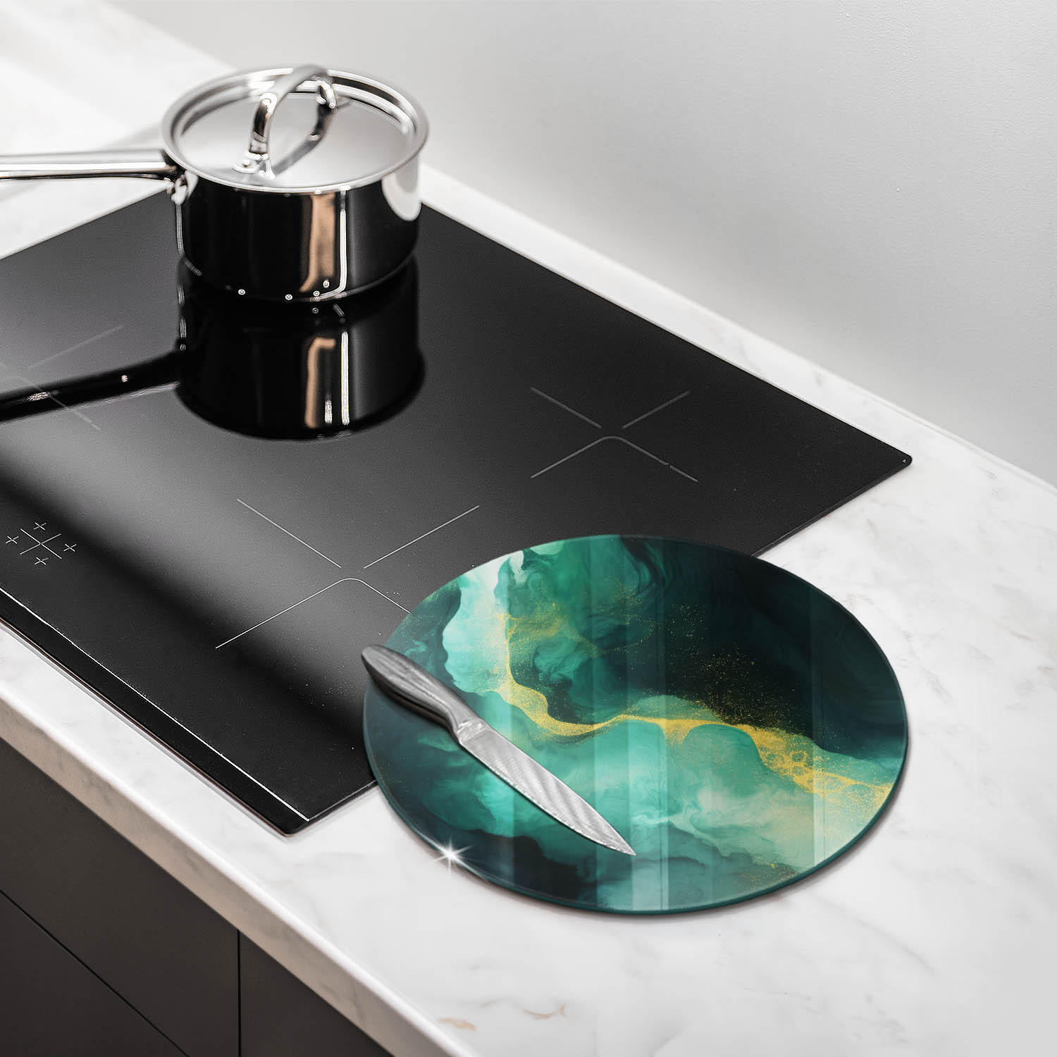 GLASPLATTE Ø 30 cm Flaschengrün - Dunkelgrün, Glas (30/30cm) - Wallfluent