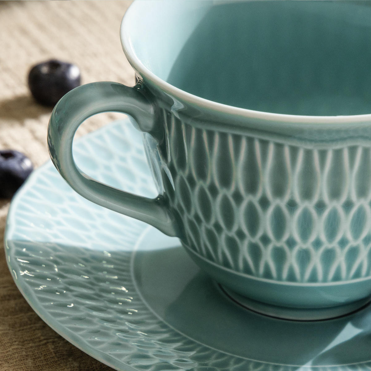 KAFFESERVICE CMIELOW SOFIA Kaffetassen-Set - Hellblau, Keramik (15.7/7.5/15.7cm) - KONSIMO®