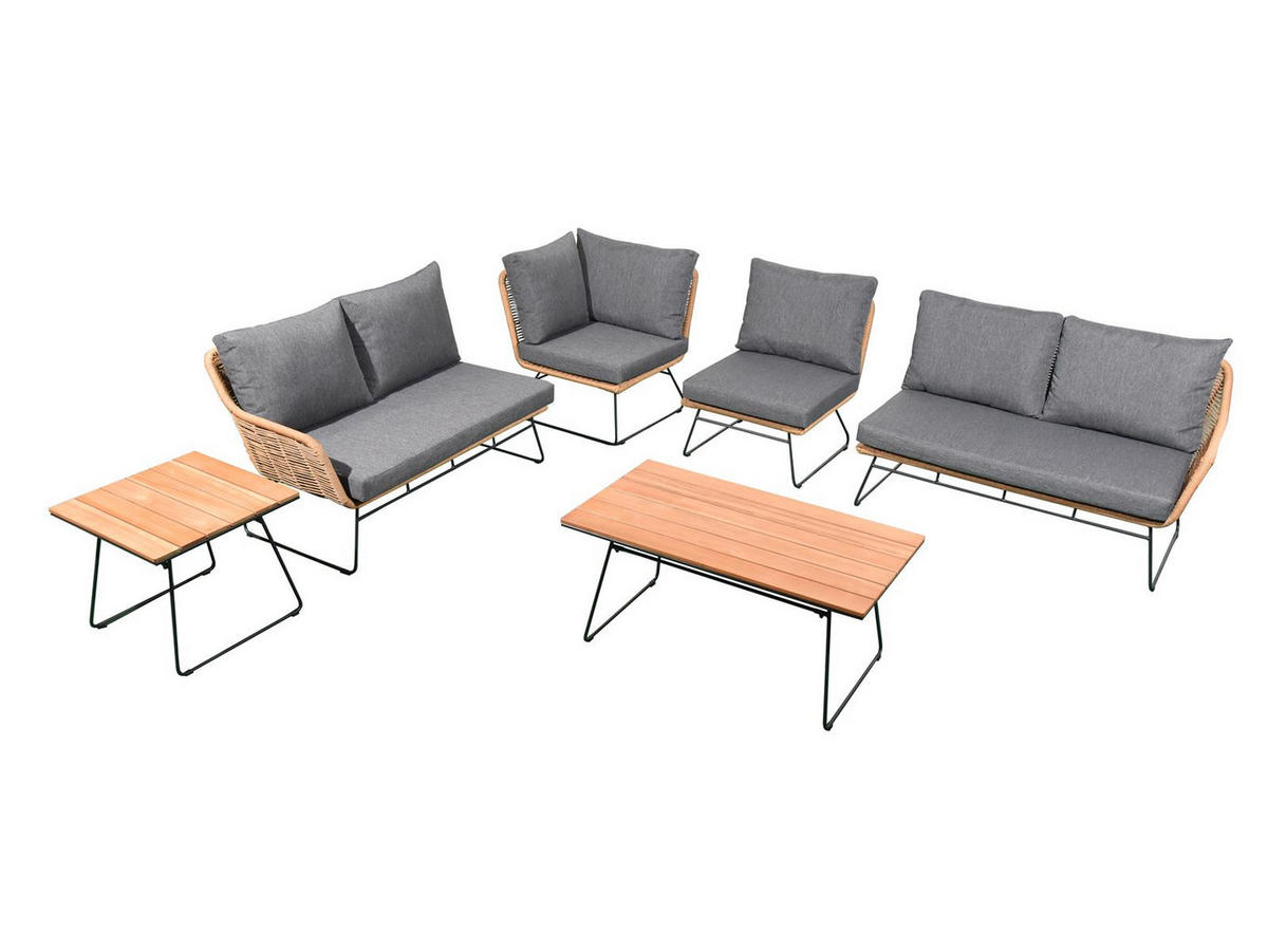 GARTEN-ECKLOUNGE Montreux Grau Polyrattan für 6 Personen - Grau, Kunststoff - bellavista - Home & Garden