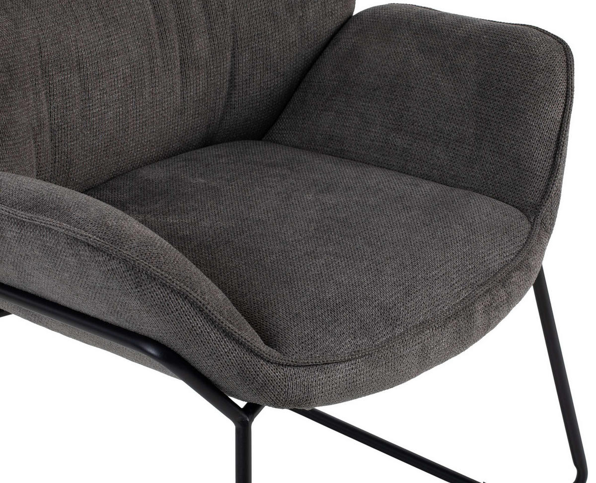 SESSEL Aliano dunkelgrau - Schwarz/Grau, Textil/Metall (73/76/67cm) - Mr. Deko