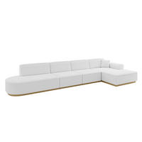 ECKSOFA Ottomane Rechts IREA-L3-v2 - 403x165x81 cm Weiß - Weiß, Holzwerkstoff/Textil (403/165cm) - ALTDECOR