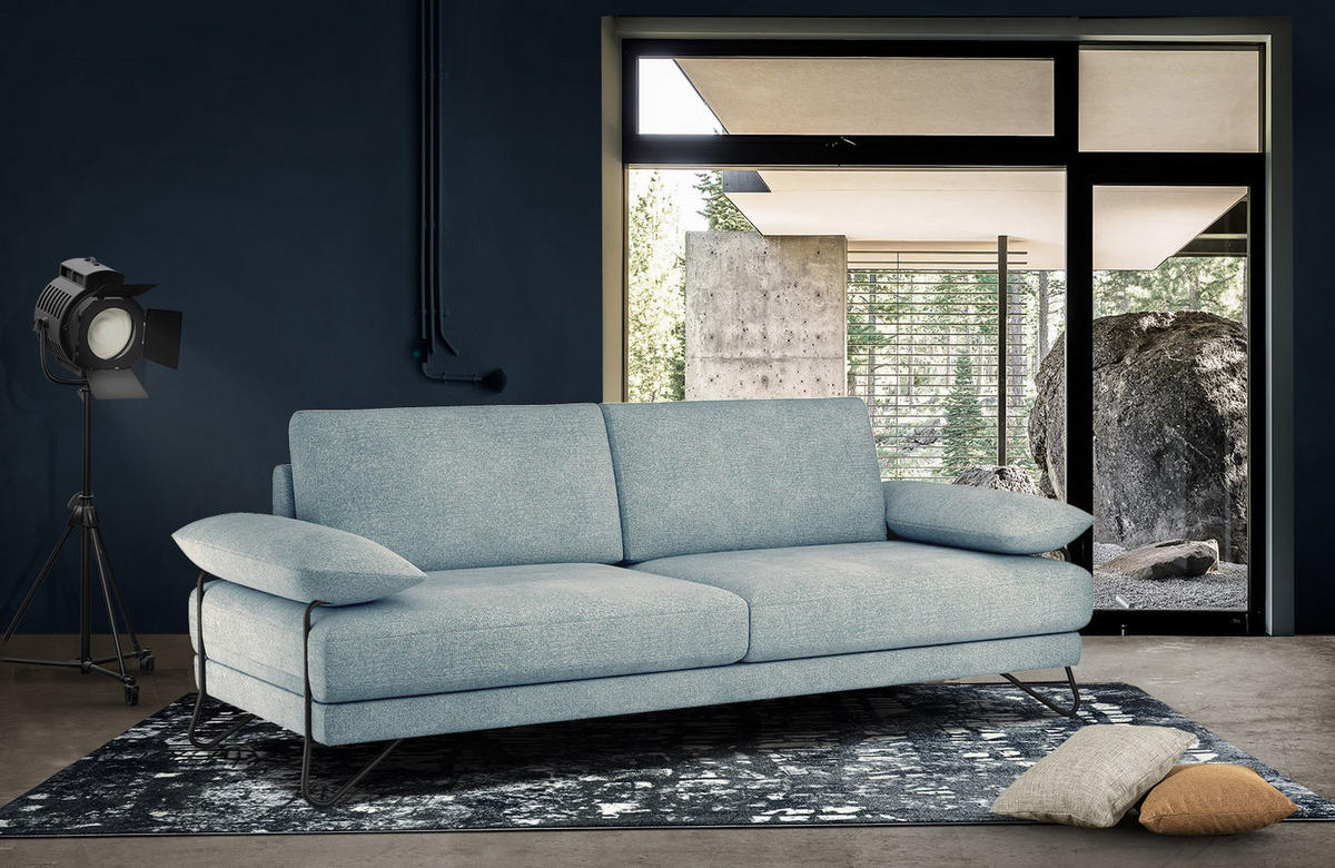 SOFA LORI 3-Sitzer, mintgrün - Schwarz/Mintgrün, Holzwerkstoff/Textil (245/87/96cm) - Courtois Laville