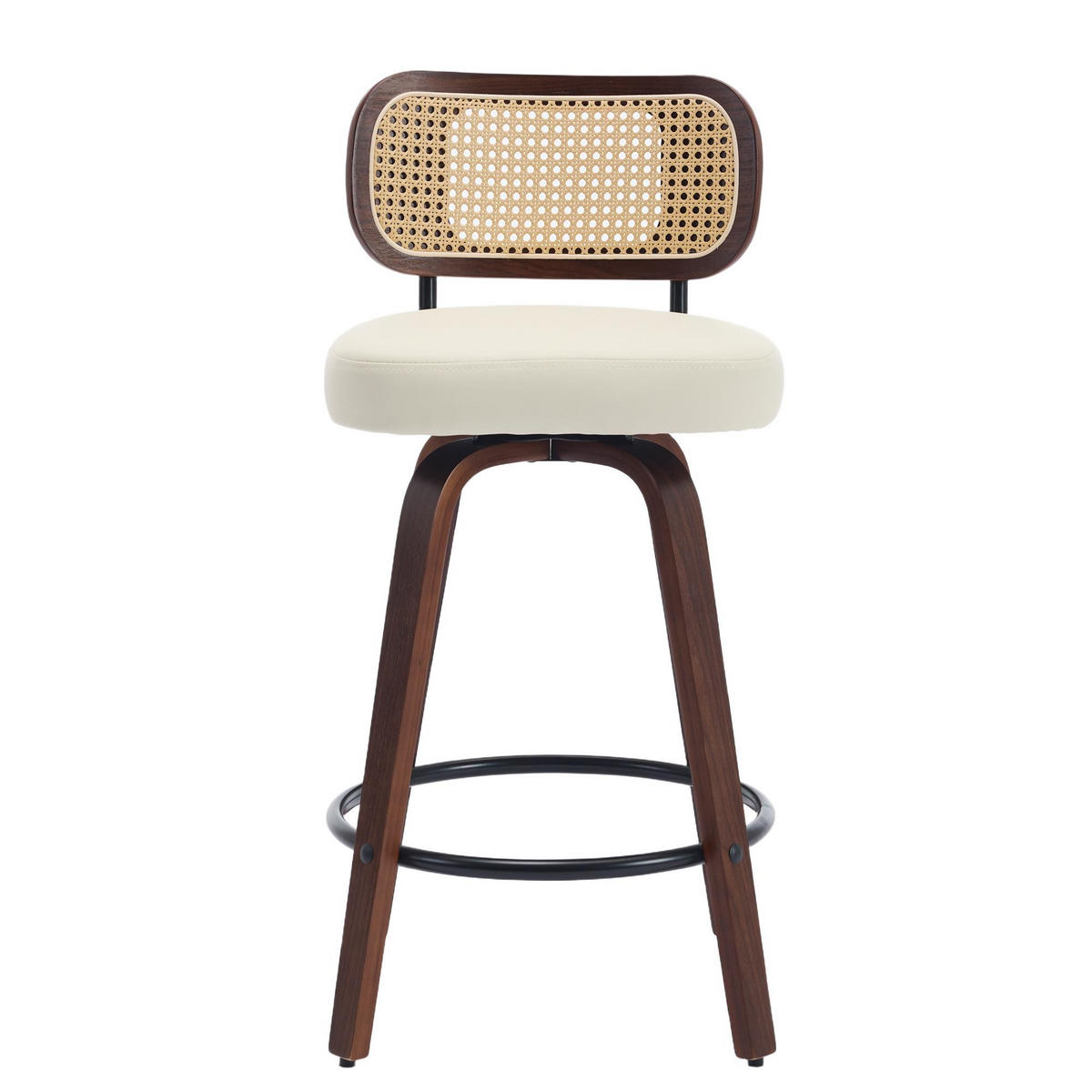 BARHOCKER 2er-Set,Drehstuhl,360° drehbar,PU-Leder,Beige - Beige, Holz (42/90/56cm) - LVHOM