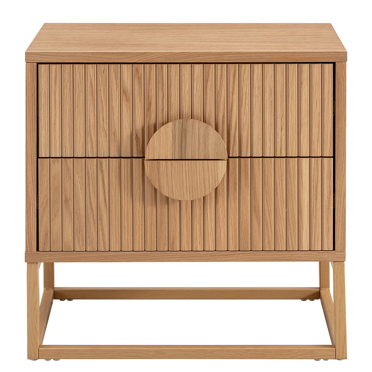 NACHTKOMMODE - Echholzfurnier, Eiche - Eichefarben, Holzwerkstoff (55/55/40cm) - home24