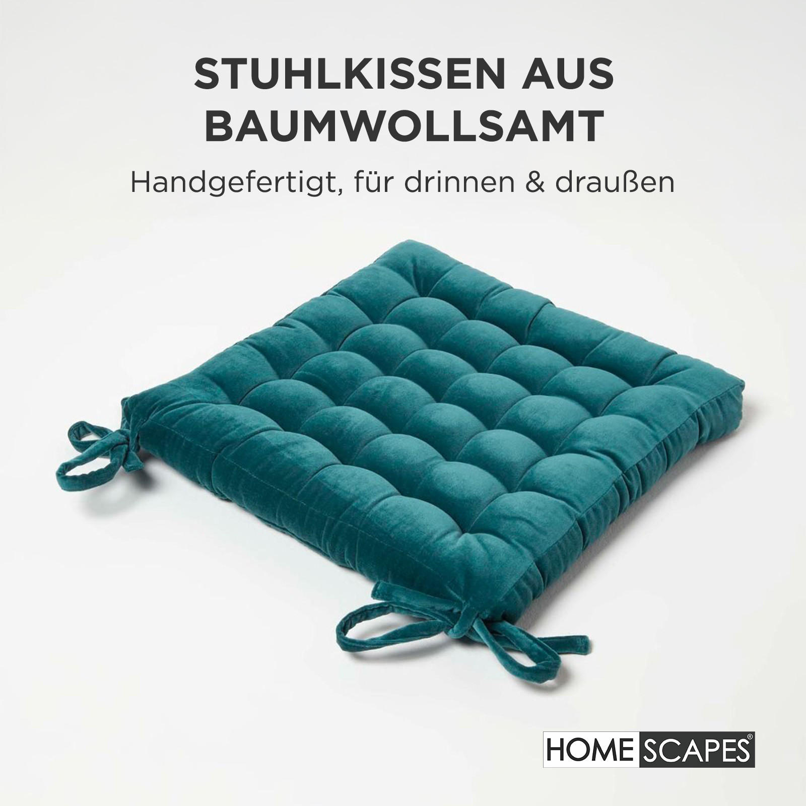STUHLKISSEN Samt petrolgrün 40/40/5 cm - Petrol, Textil (40/40/5cm) - Homescapes