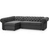 ECKSCHLAFSOFA Chester im Chesterfield-Stil, Grau, links - Schwarz/Grau, Textil (278/173cm) - Beautysofa