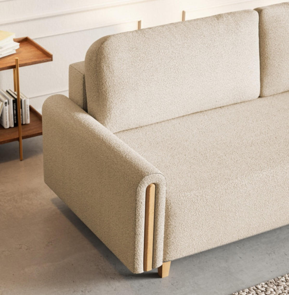 SOFA Hellbeige Modern Mit Schlaffunktion Buche - Beige, Textil (236/93/97cm) - Sepro Meble