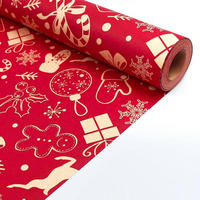 GESCHENKPAPIERROLLE 43 cm x 15 m Rot Weihnachtsmuster Kraftpapier - Rot, Papier (43/43/43cm)