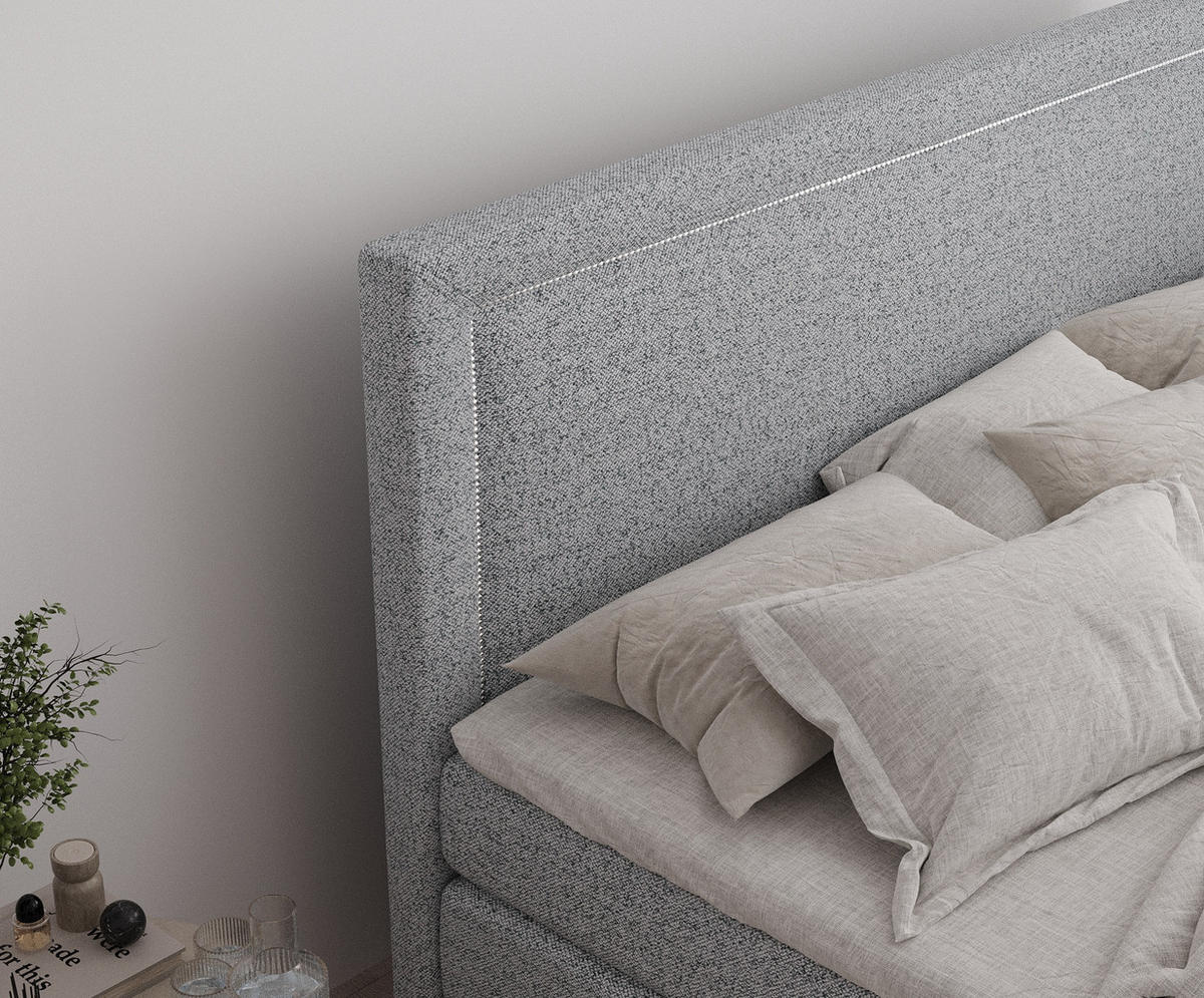 BOXSPRINGBETT Lavenda Grau 140/200 cm - Schwarz/Grau, Holz/Holzwerkstoff (140/200cm) - Maison de Reve
