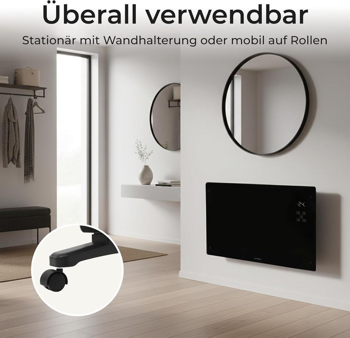 KONVEKTOR 2500 W WLAN Heizgerä - Schwarz, Kunststoff/Metall (25/55/85cm) - KLAMER