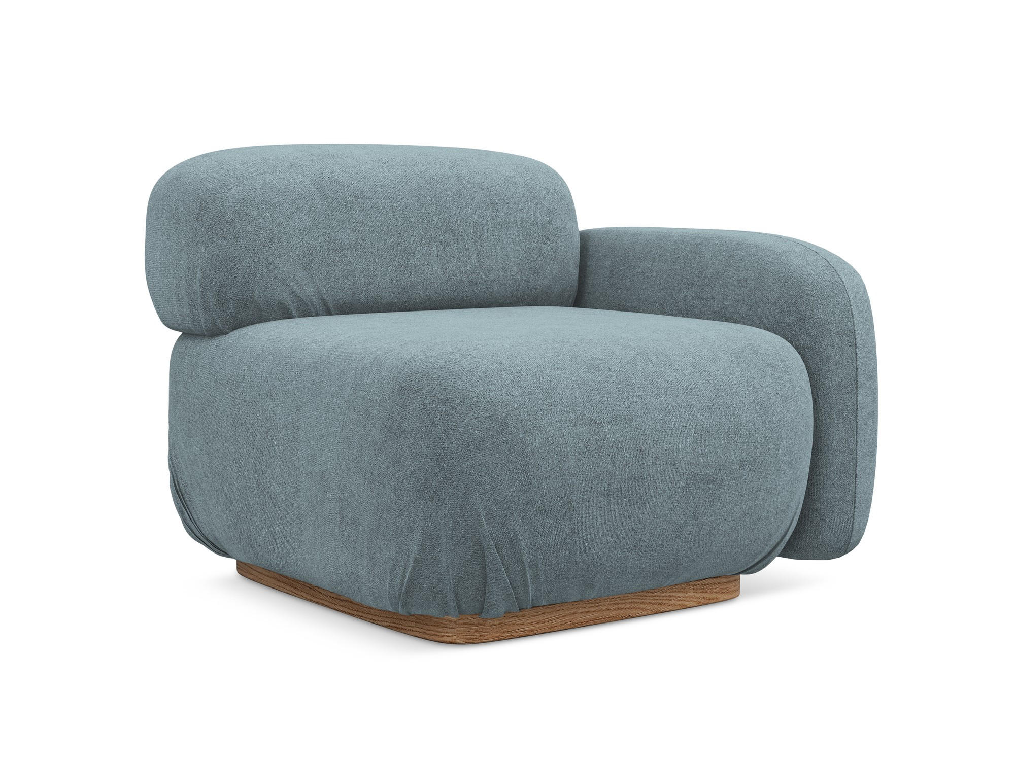 SOFAELEMENT Rechts Bouclé Stoff Blau - Blau/Blaugrau, Holz/Textil (95/73/95cm) - Makamii
