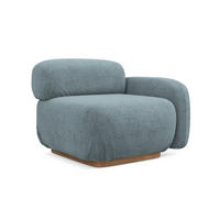 SOFAELEMENT Rechts Bouclé Stoff Blau - Blau/Blaugrau, Holz/Textil (95/73/95cm) - Makamii