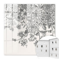 SCHLÜSSELBOX Weiß 30x30 cm – Türöffnung nach rechts - Florale Eleganz - Schwarz, Metall (30/30/5cm) - TULUP