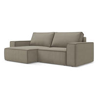 ECKSOFA mit Schlaffunktion Strukturstoff Stoff Beige - Beige/Schwarz, Kunststoff/Textil (148/257cm) - LaMiaSofa