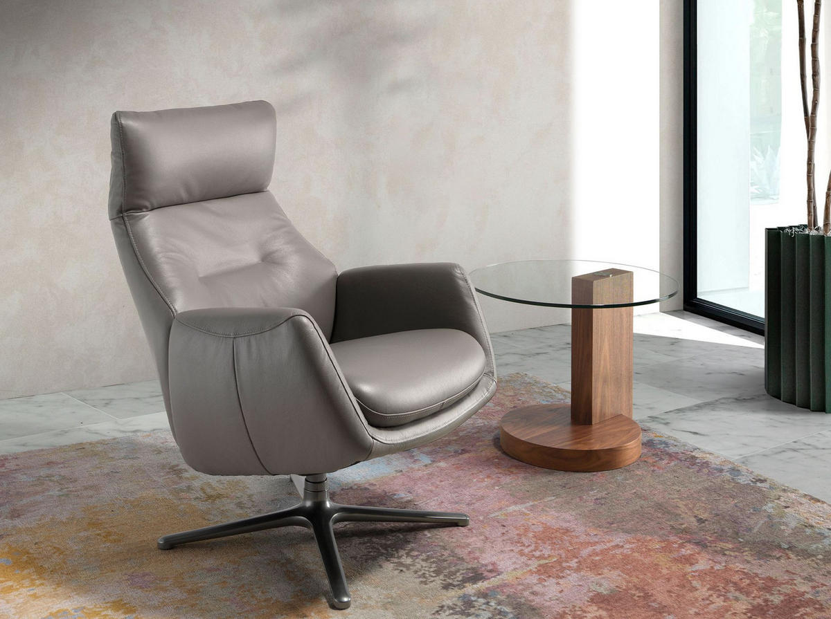 ECKTISCH Runder aus gehärtetem Glas und Nussbaumholz Ø60/48 cm - Transparent/Nussbaumfarben, Glas/Holz (60/60/48cm) - ANGEL CERDA