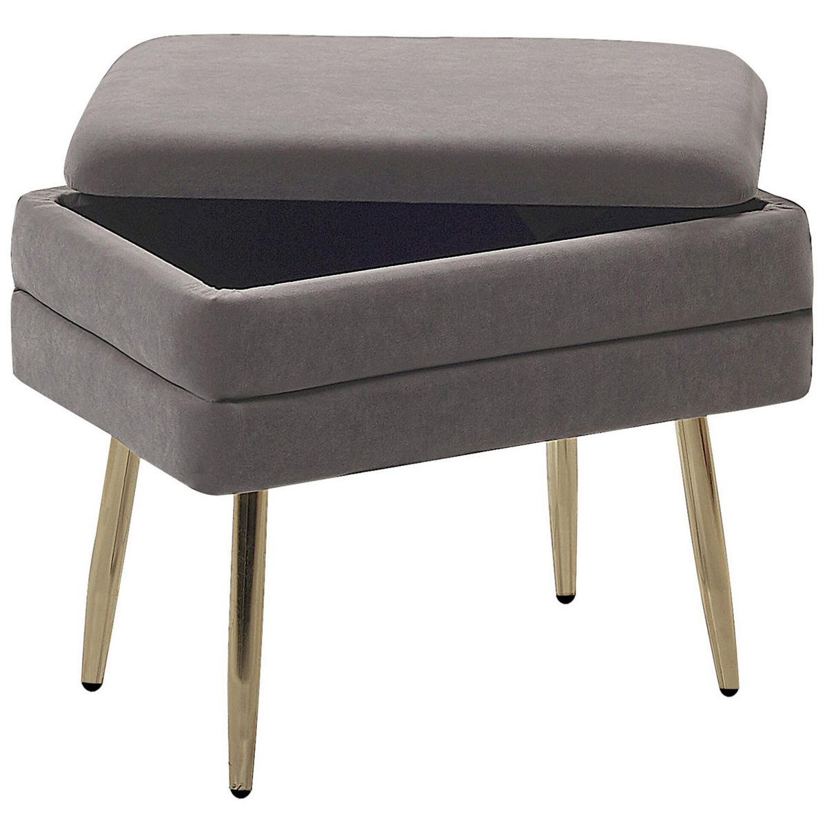 TRUHENBANK Grau Odessa - Goldfarben/Grau, Textil (49/43/34cm) - Beliani