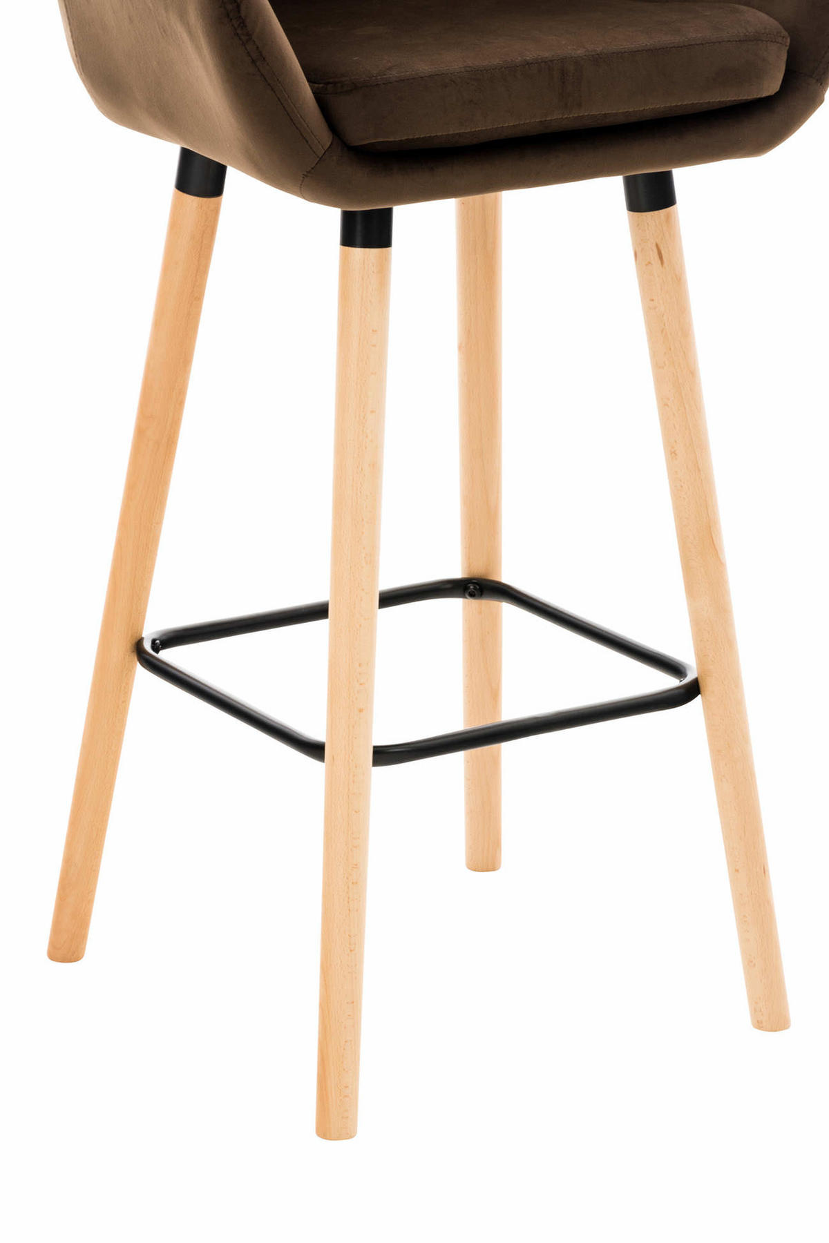 BARHOCKER 2er Set Samt braun - Eukalyptusholzfarben/Braun, Holz/Textil (51/101/50cm) - CLP