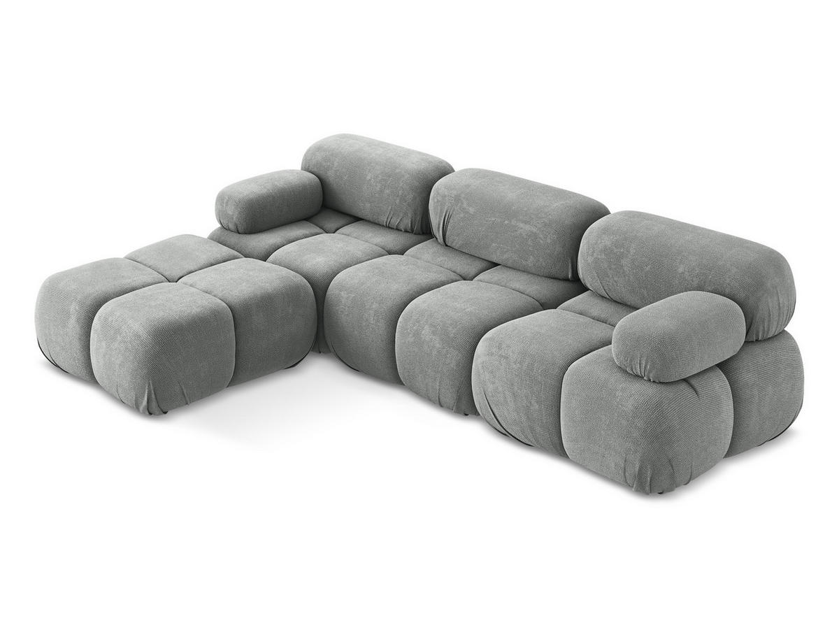 ECKSOFA Beidseitig Chenille Stoff Grau - Blau/Schwarz, Kunststoff/Textil (285/191cm) - Makamii