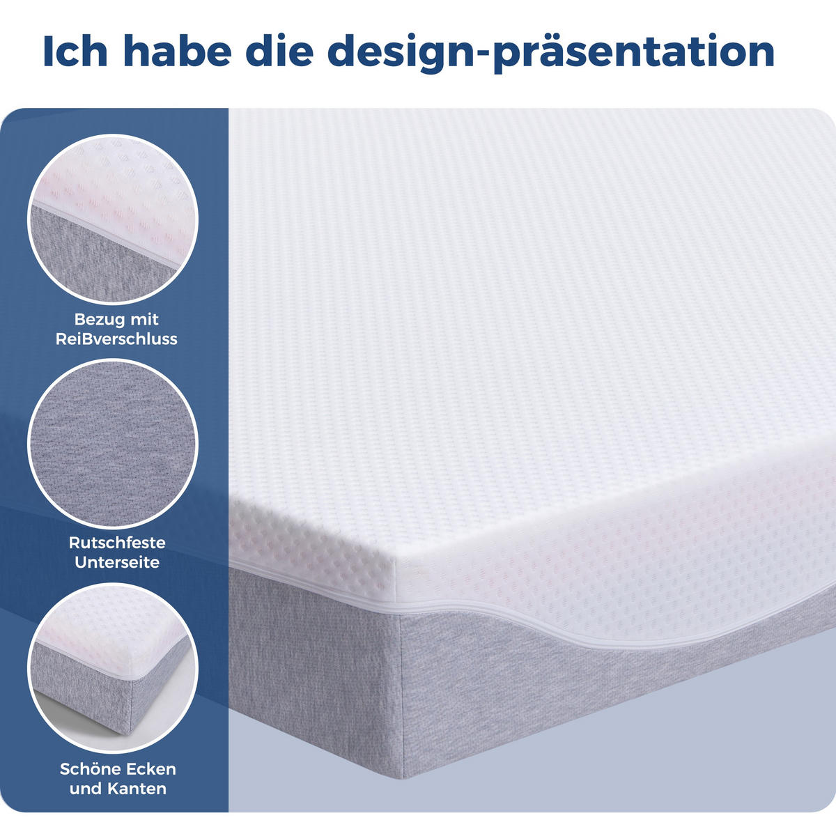 WENDEMATRATZE 180/200 cm H3/H4, 20 cm hoch, wendbar, mit abnehmbarem Bezug - Grau, Textil (180/200cm)