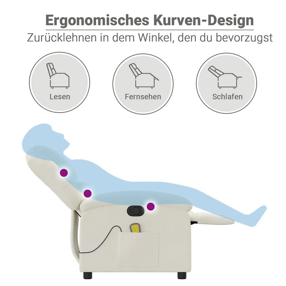 MASSAGESESSEL Creme Samt - Creme, Textil (144.5/82/71cm) - vidaXL