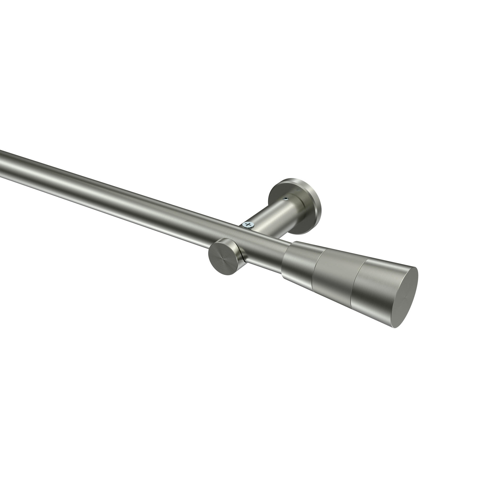 GARDINENSTANGE Platon Tanara 140 cm, 1-läufig (ohne Ringe), 20 mm Ø Edelstahl-Optik - Edelstahlfarben/Silberfarben, Metall (140cm) - INTERDECO