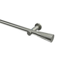 GARDINENSTANGEN-SET Platon Tanara 360 cm (geteilt in 2 x 180 cm), 1-läufig (ohne Ringe), 20 mm Ø Edelstahl-Optik - Edelstahlfarben/Silberfarben, Metall (360cm) - INTERDECO