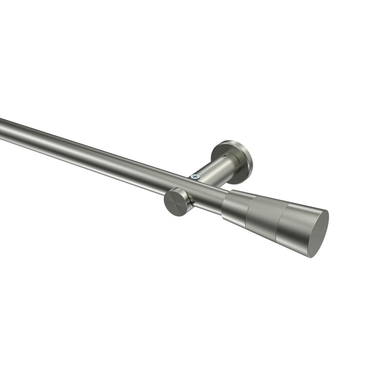 GARDINENSTANGEN-SET Platon Tanara 360 cm (geteilt in 2 x 180 cm), 1-läufig (ohne Ringe), 20 mm Ø Edelstahl-Optik - Edelstahlfarben/Silberfarben, Metall (360cm) - INTERDECO