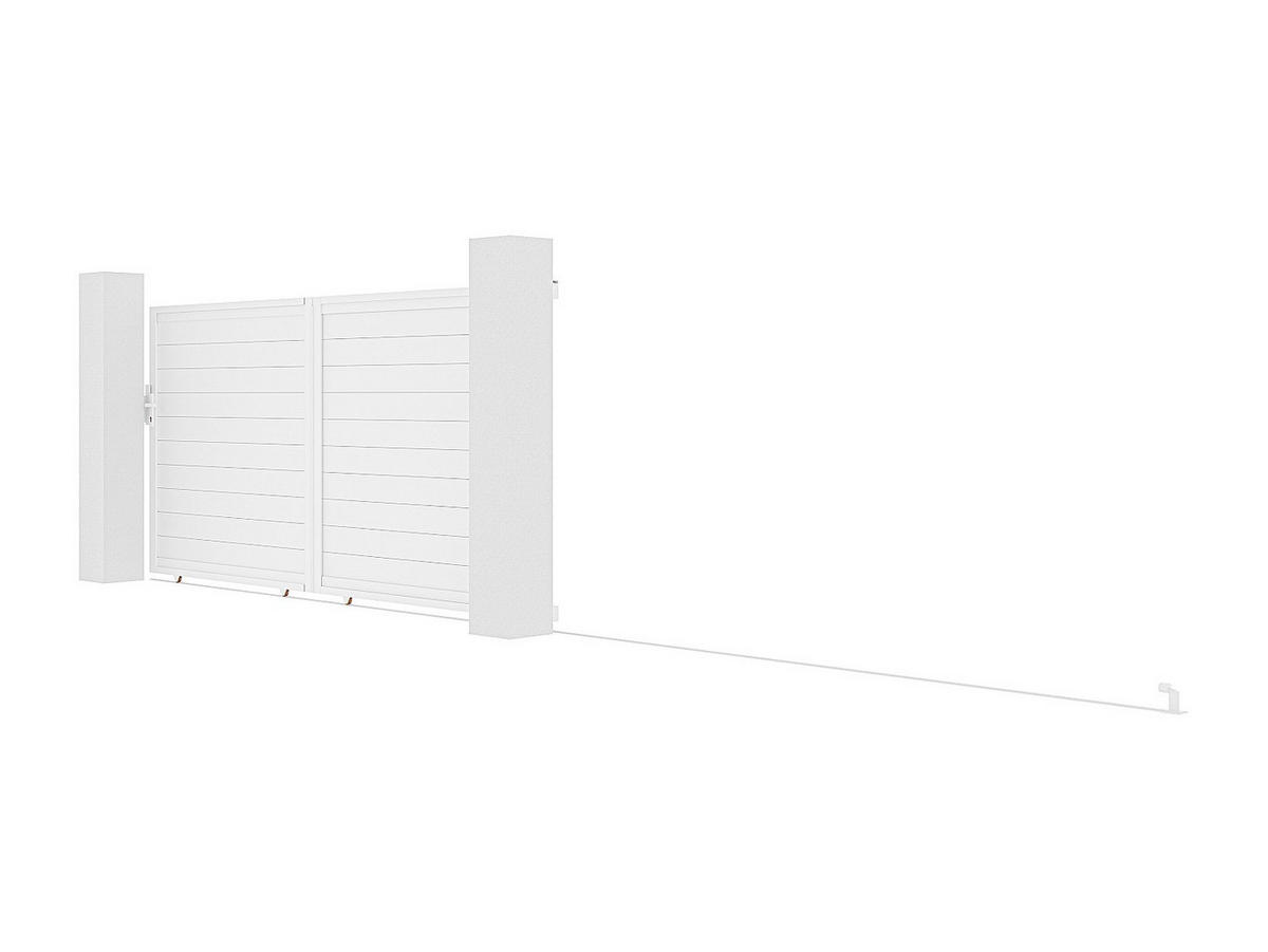 SCHIEBETOR - 348cm x 4.6cm - Aluminium - weiß - NAZARIO - Weiß, Metall (348/178cm) - Vente-Unique