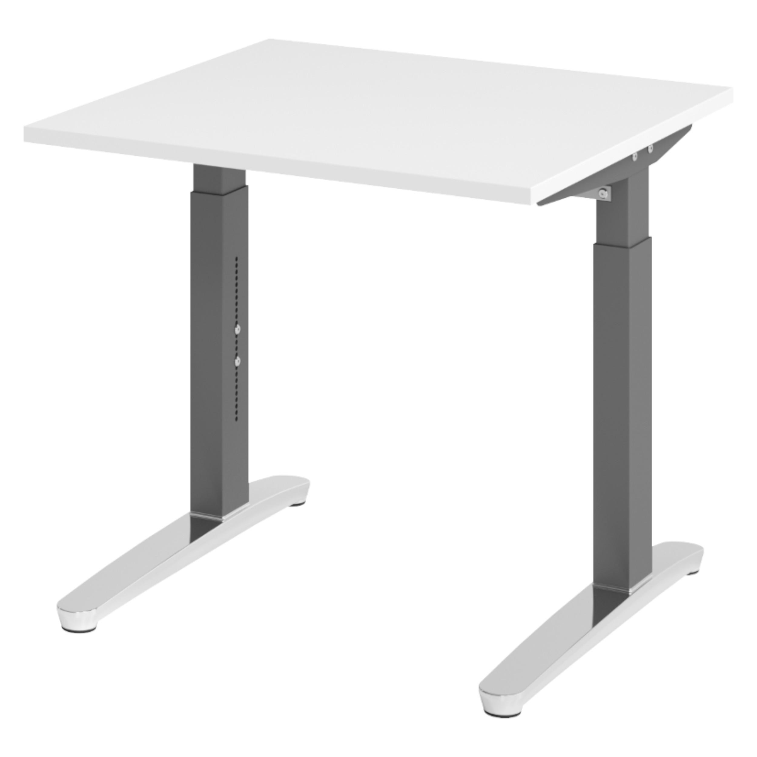 SCHREIBTISCH Serie-XB 80/80/74 cm in Weiß/Graphitfarben/Alu poliert - Graphitfarben/Weiß, Holzwerkstoff (80/80/74cm) - bümö