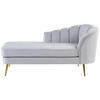CHAISELONGUE Samtstoff hellgrau rechtsseitig Allier - Goldfarben/Grau, Textil (150/75/76cm) - Beliani
