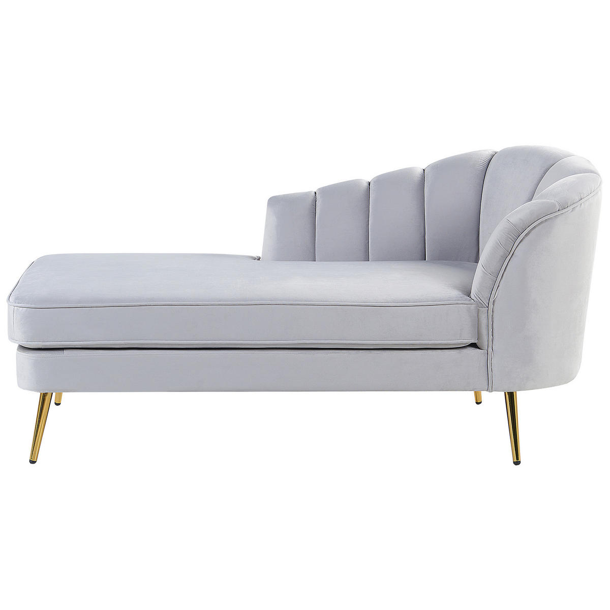 CHAISELONGUE Samtstoff hellgrau rechtsseitig Allier - Goldfarben/Grau, Textil (150/75/76cm) - Beliani