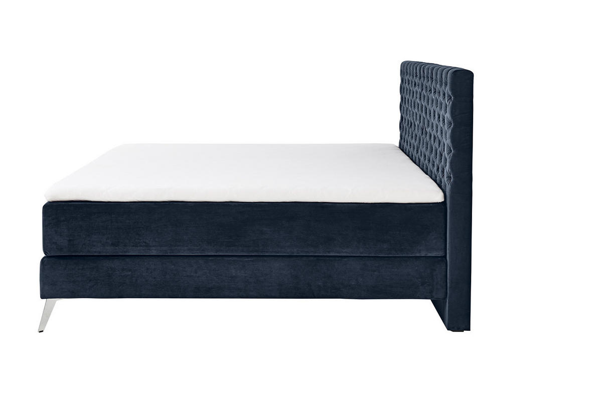 BOXSPRINGBETT SINDAR Blau Webstoff - Blau/Silberfarben, Textil (160/200cm) - KAWOLA
