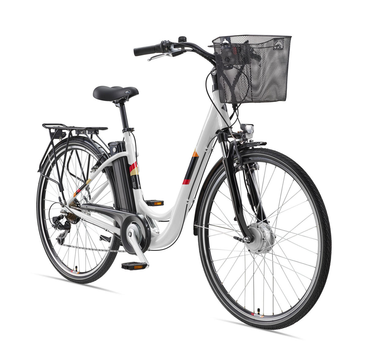 E-BIKE Cityrad Multitalent RC822 Für Damen u. Herren 374,4 Wh Frontmotor 7-Gang-Kettenschaltung 28 Zoll - Weiß, Metall (114.5cm) - Telefunken