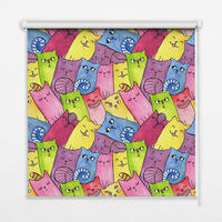 VNÚTORNÁ roleta - okenná roleta - roleta - 100x100 cm - Farebné mačky - zelená, plast (100/100/0.5cm) - TULUP