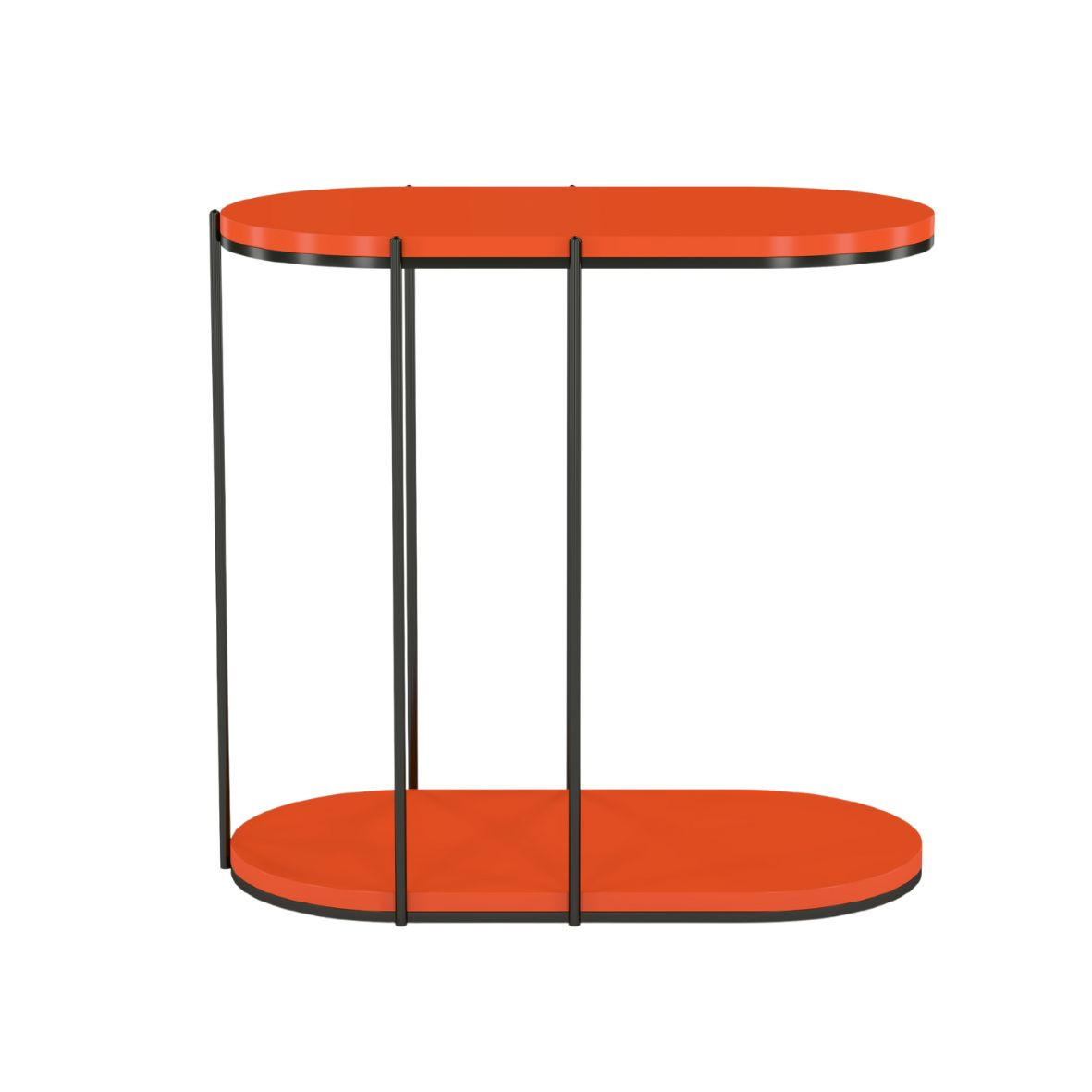 BEISTELLTISCH Loco, Ovaler Tischplatte x 2 mit Schwarz Metallgestell / Orange - Schwarz/Orange, Holzwerkstoff/Metall (34/64/60cm) - Skandica
