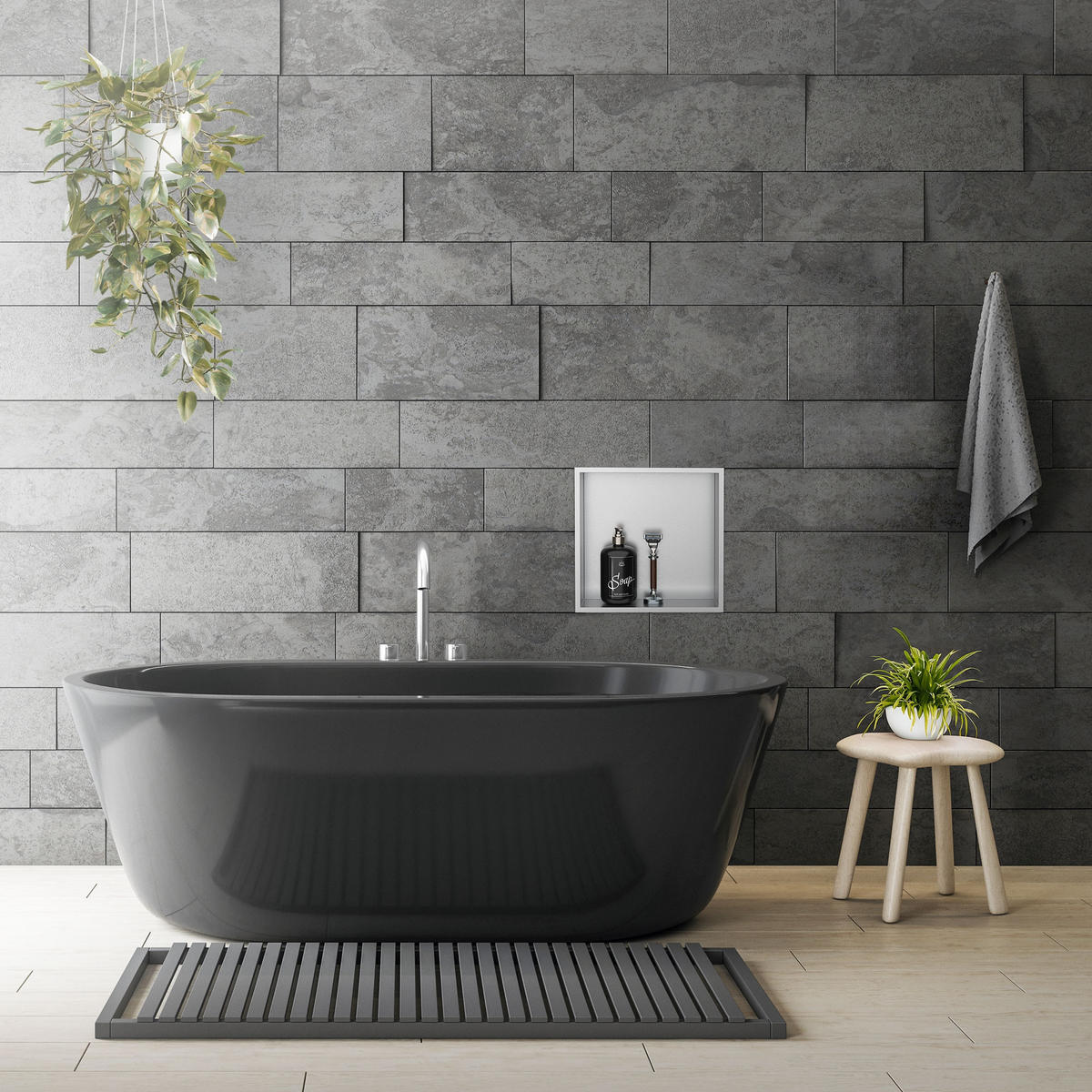 DUSCHNISCHE Silber 30/30 cm - Silberfarben, Metall (32/10/32cm) - LuxeBath