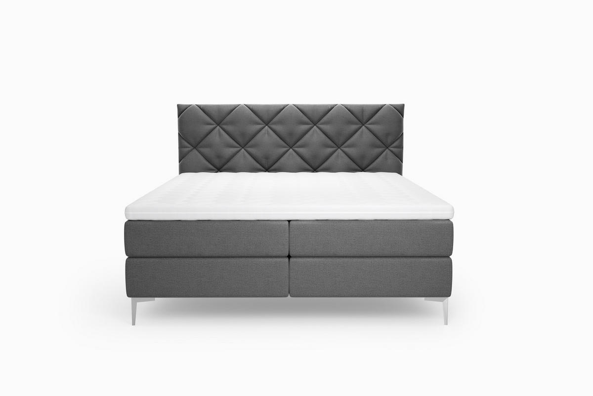 BOXSPRINGBETT Anmut 180x200 cm – Grau, mit Bettkasten und Kaltschaum-Topper - Grau, Textil (180/200cm)