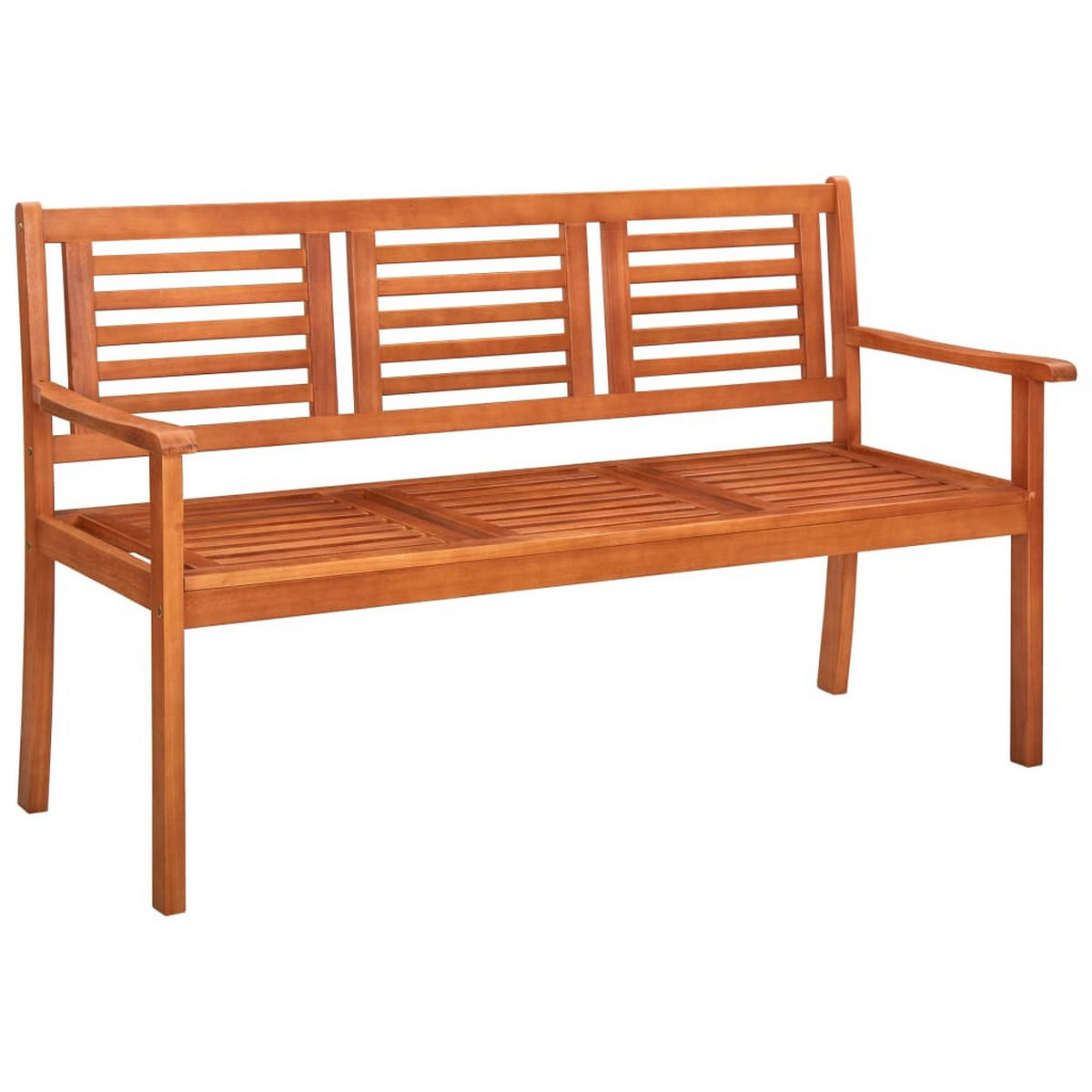 3-SITZER-GARTENBANK mit Auflage 150 cm Massivholz Eukalyptus - Schwarz, Holz (150/89/60cm) - furnicato
