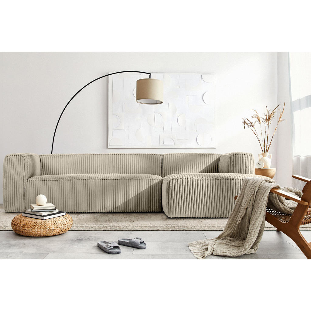 Thumbnail - Konsimo® Ecksofa-Rechts, Beige, Textil, L-Form,L-Form, 305x175 cm, Wohnzimmer, Sofas & Couches, Wohnlandschaften, Ecksof...