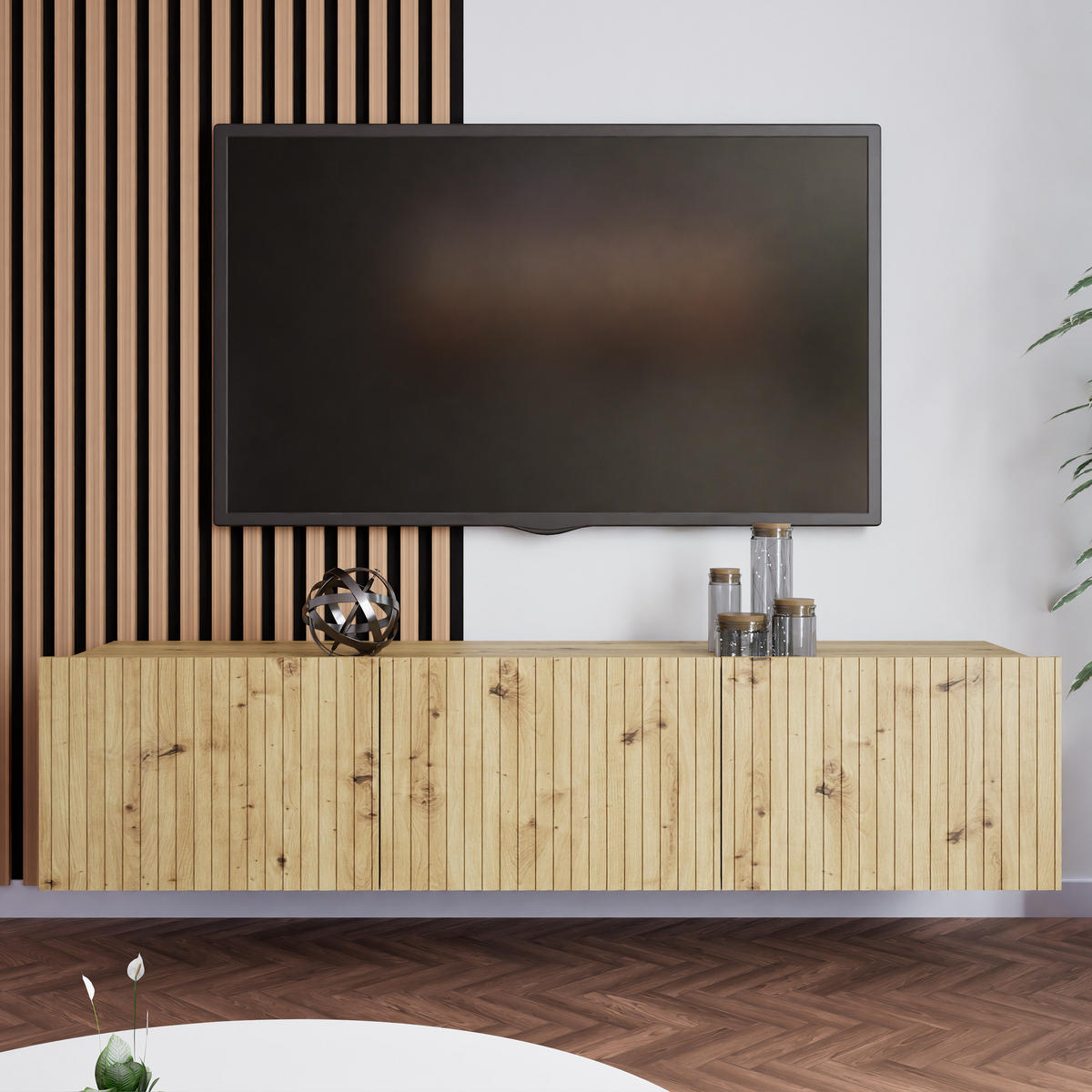 LOWBOARD Kavell mit 2 Türen, 150 cm, stehend/hängend, eiche Artisan - Eiche Artisan, Holzwerkstoff (150/37.5/43cm) - Beautysofa