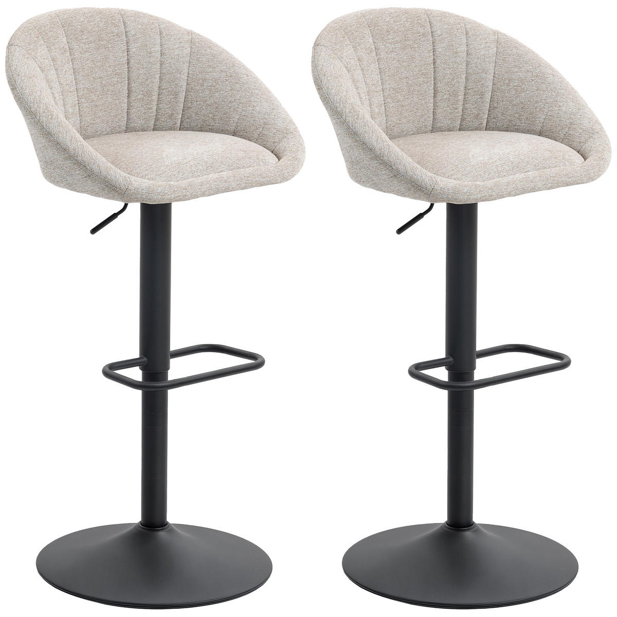 BARHOCKER 2er-Set DE-14815 höhenverstellbar & schwenkbar mit Armlehnen Beige - Beige, Metall (46/103/53.5cm) - ComfortXL