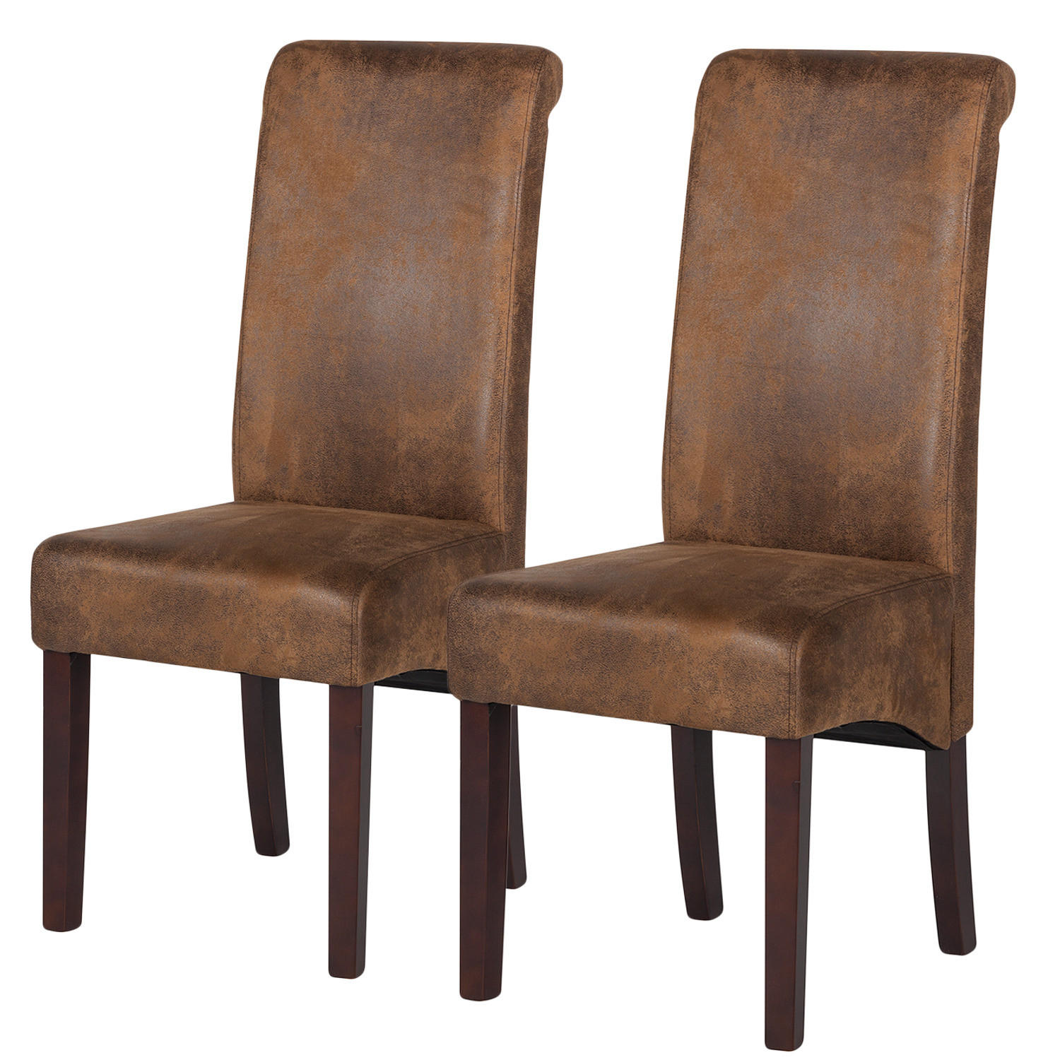 POLSTERSTUHL - 2er-Set - Braun - Microfaser - Gummibaum - 47 x 108 x 64 cm - Braun, Holz/Textil (47/108/64cm) - home24
