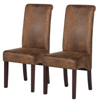 POLSTERSTUHL - 2er-Set - Braun - Microfaser - Gummibaum - 47 x 108 x 64 cm - Braun, Holz/Textil (47/108/64cm) - home24