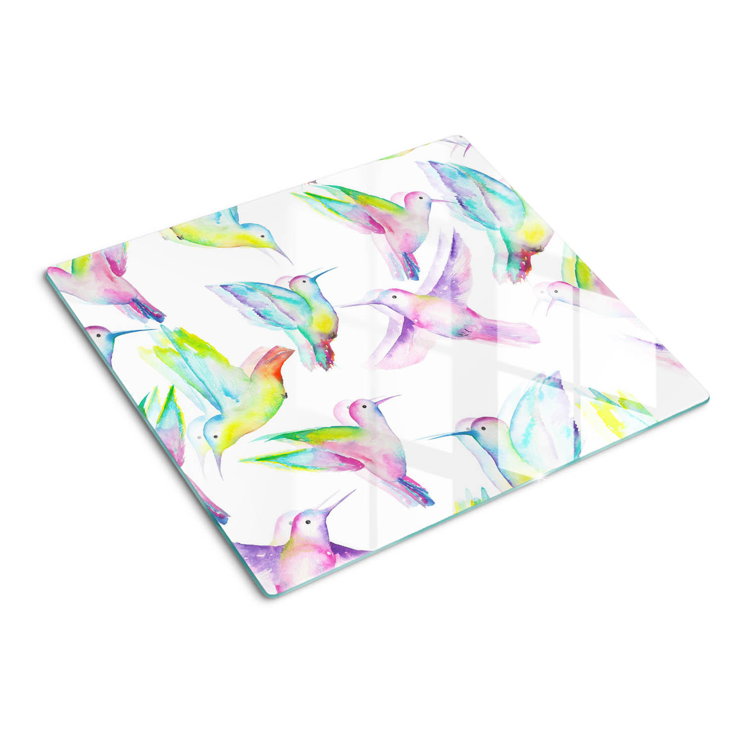 GLASPLATTE 60x52 cm Kolibris - Dunkelgrün/Schwarz, Glas (60/0.4/52cm) - TULUP