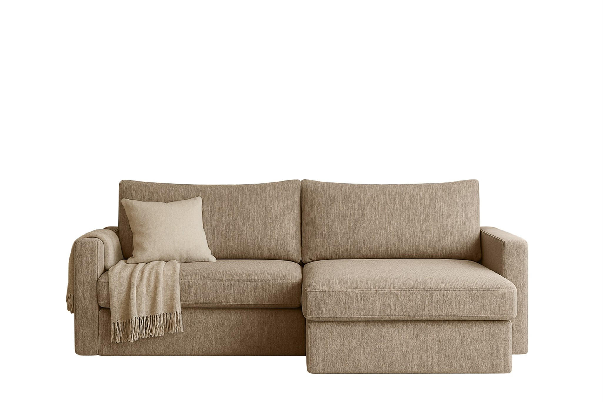 ECKSOFA Bendik In Faro - Beige, Holzwerkstoff/Textil (224/140cm) - Fun Möbel